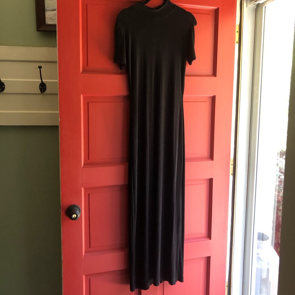 Vintage goth maxi black shirt dress mesh thin